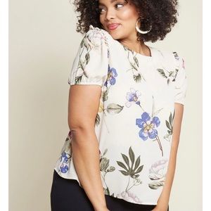 ModCloth And the Analyst Goes On Floral Top - XL